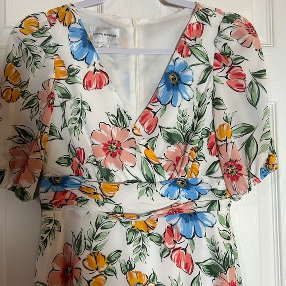 Donna Morgan Blue and Red Ruffled Tiered High low dress. - Picture 4 of 10